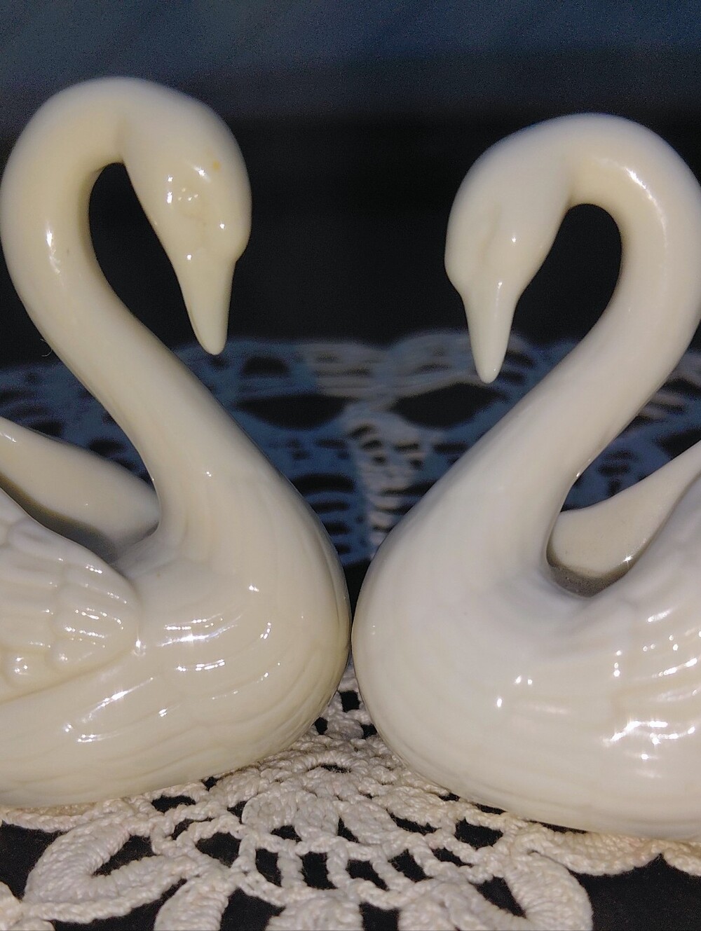 Pair of Vintage Lenox Swan Cake Topper, Card Holders, Ring Holders